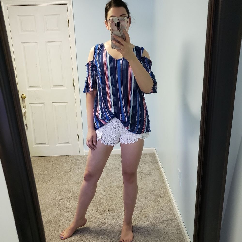 Striped Cold Shoulder Shirt